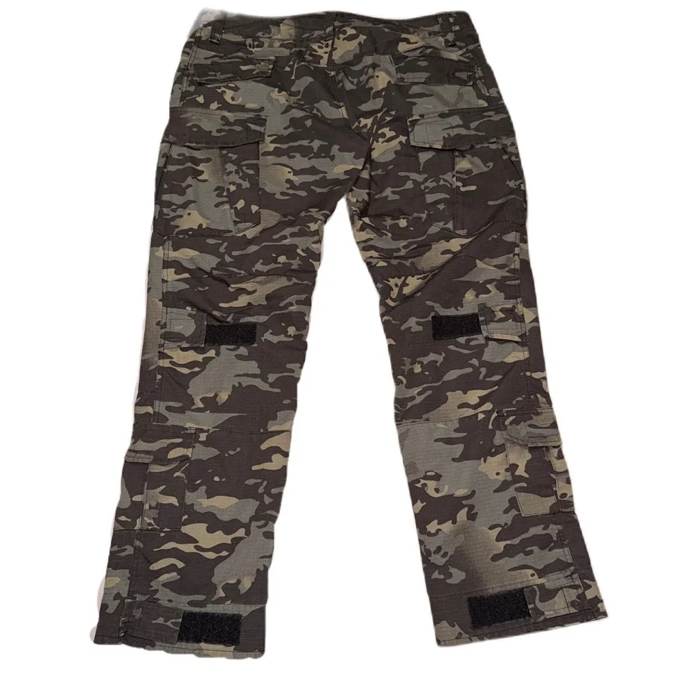 Tactical Combat Cargo Pants W38 L31 Dark Camo Low Rise Gray Black Technical EUC